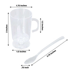 24-Pack Plastic Mini Coffee Cups Clear with Spoons - Ideal for Espresso 2oz