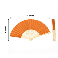 5 Pack Orange Asian Silk Folding Fans Party Favors, Oriental Folding Fan Favors
