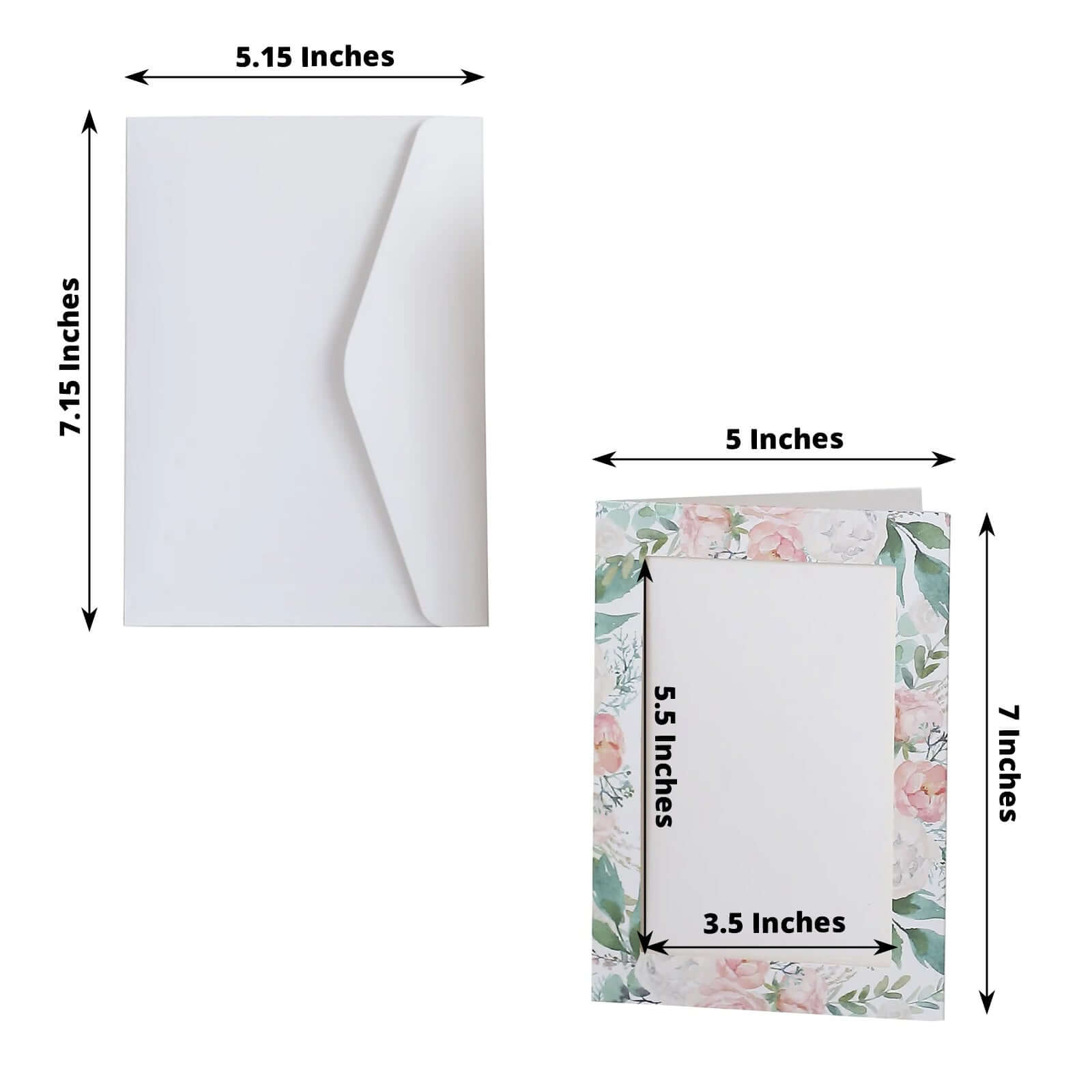 25-Pack Thank You Cards White Pink Peony Floral Design with Envelopes - Picture Insert Invitation Cards for Parties & Milestones 3.5"x5.5"