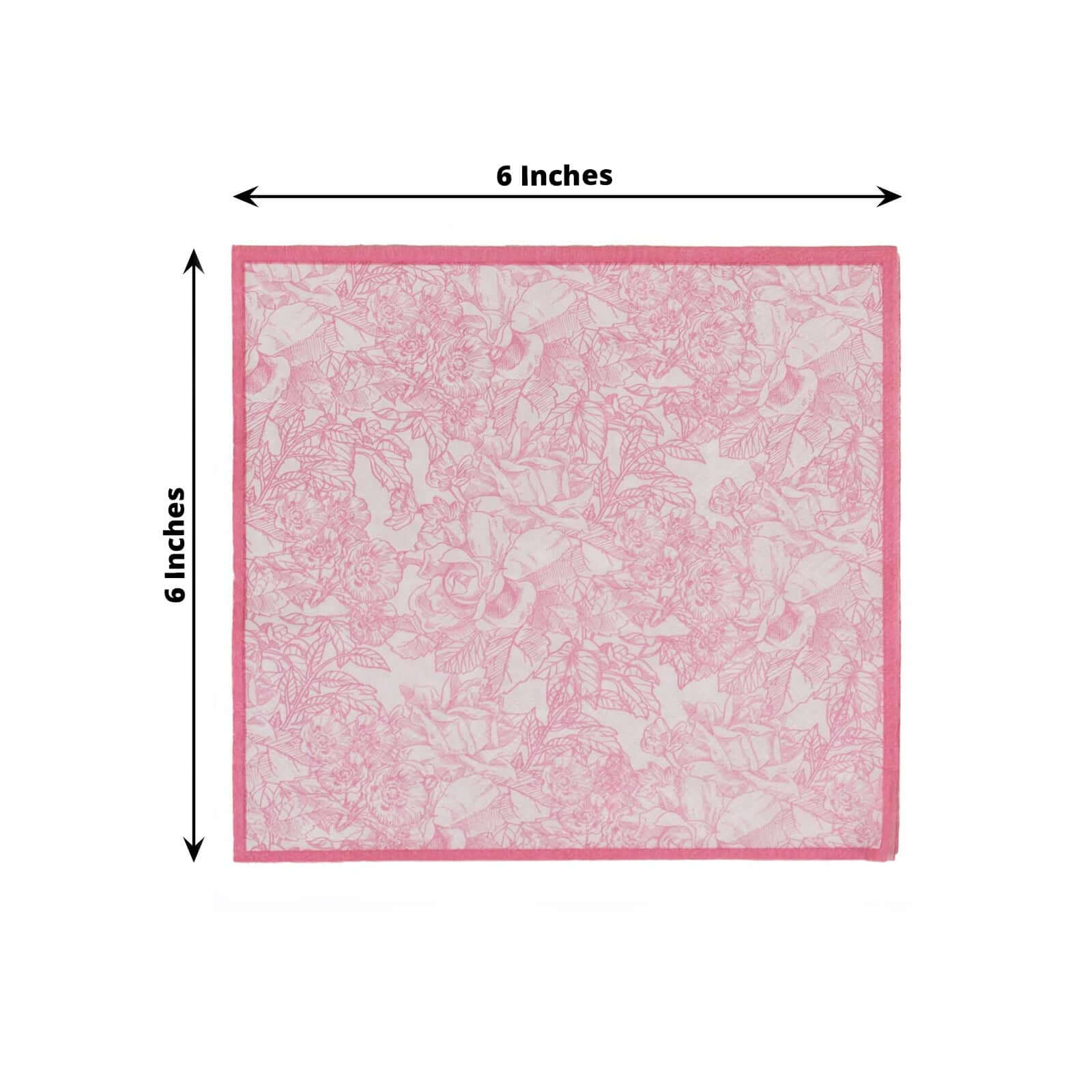 25-Pack Paper Cocktail Napkins with French Toile Print White/Pink - Highly Absorbent 2 Ply Disposable Napkins 5"x5"