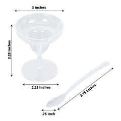 24-Pack Plastic Margarita Glasses Mini Clear with Spoons - Great for Appetizers 2oz