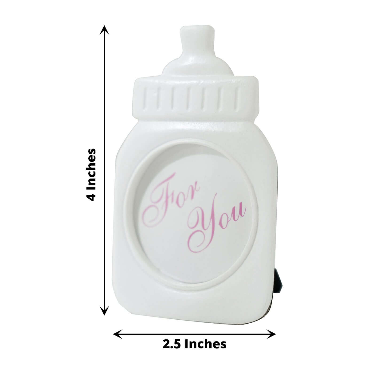 4 Pack White Resin 4" Baby Feeding Bottle Picture Frame Party Favors, Baby Shower Favors, Gender Reveal Party Gifts