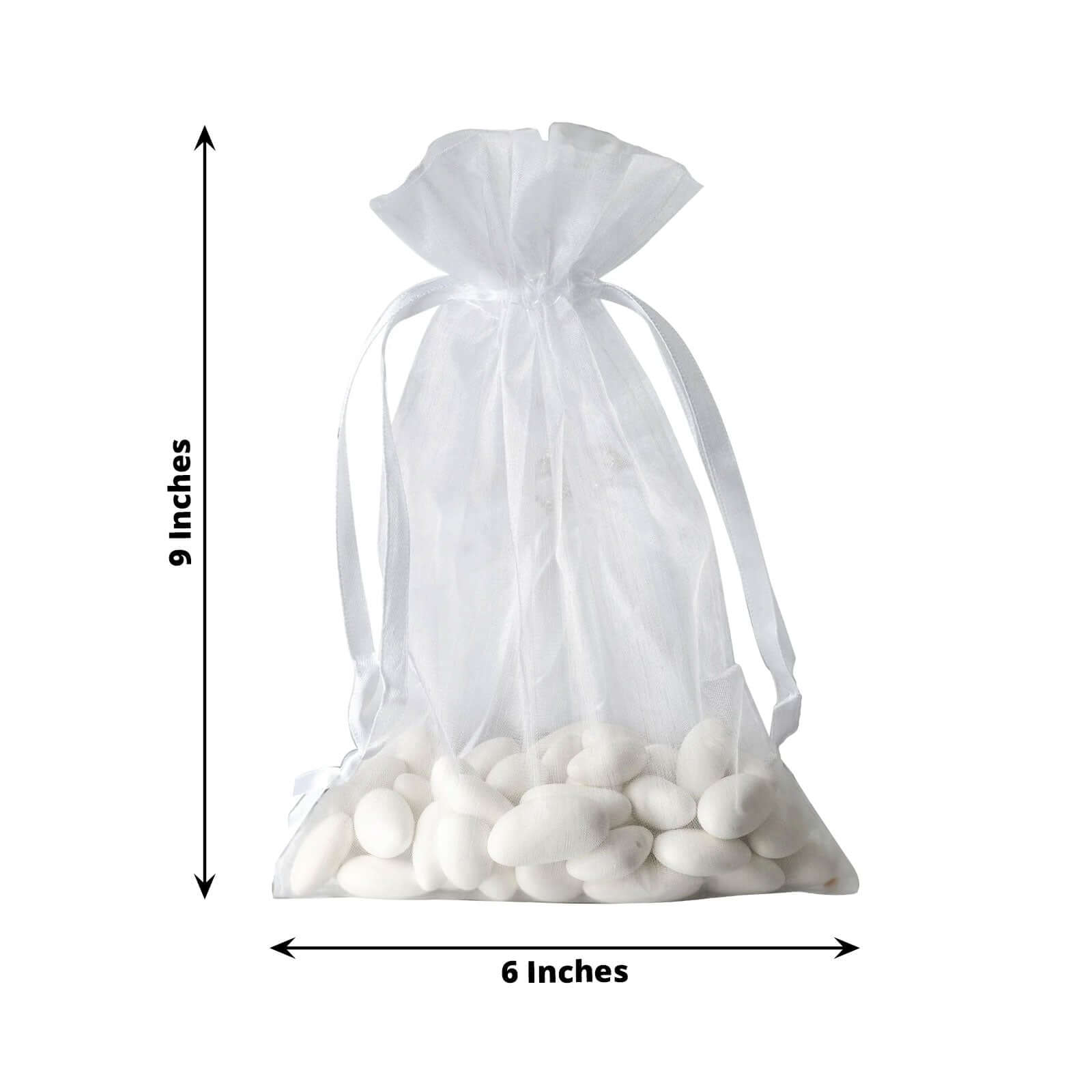 10 Pack 6"x9" White Organza Drawstring Wedding Party Favor Gift Bags