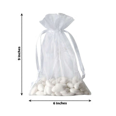 10 Pack 6"x9" White Organza Drawstring Wedding Party Favor Gift Bags