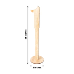 Set of 20 Wooden Wedding Table Numbers Natural 1-20 with Round Holder Base - Rustic Table Signs for Receptions 11" Tall