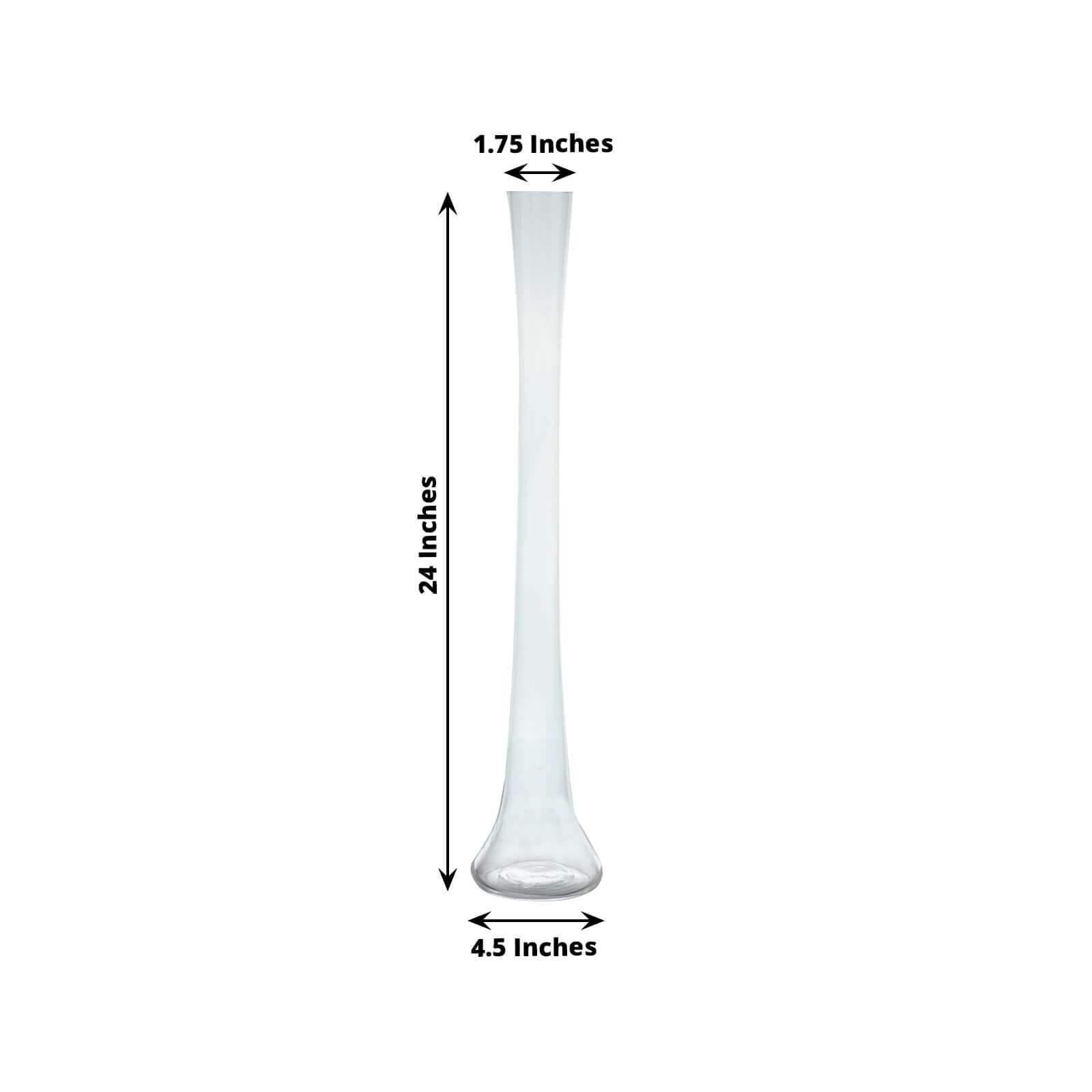 6-Pack Glass Eiffel Tower Vases Clear with Round Base - Tall Skinny Flower Bud Wedding Centerpieces 24"