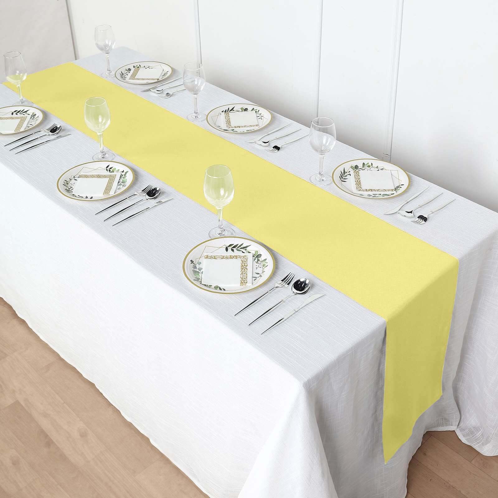 Polyester 12"x108" Table Runner Yellow - Durable & Wrinkle-Resistant Table Decor