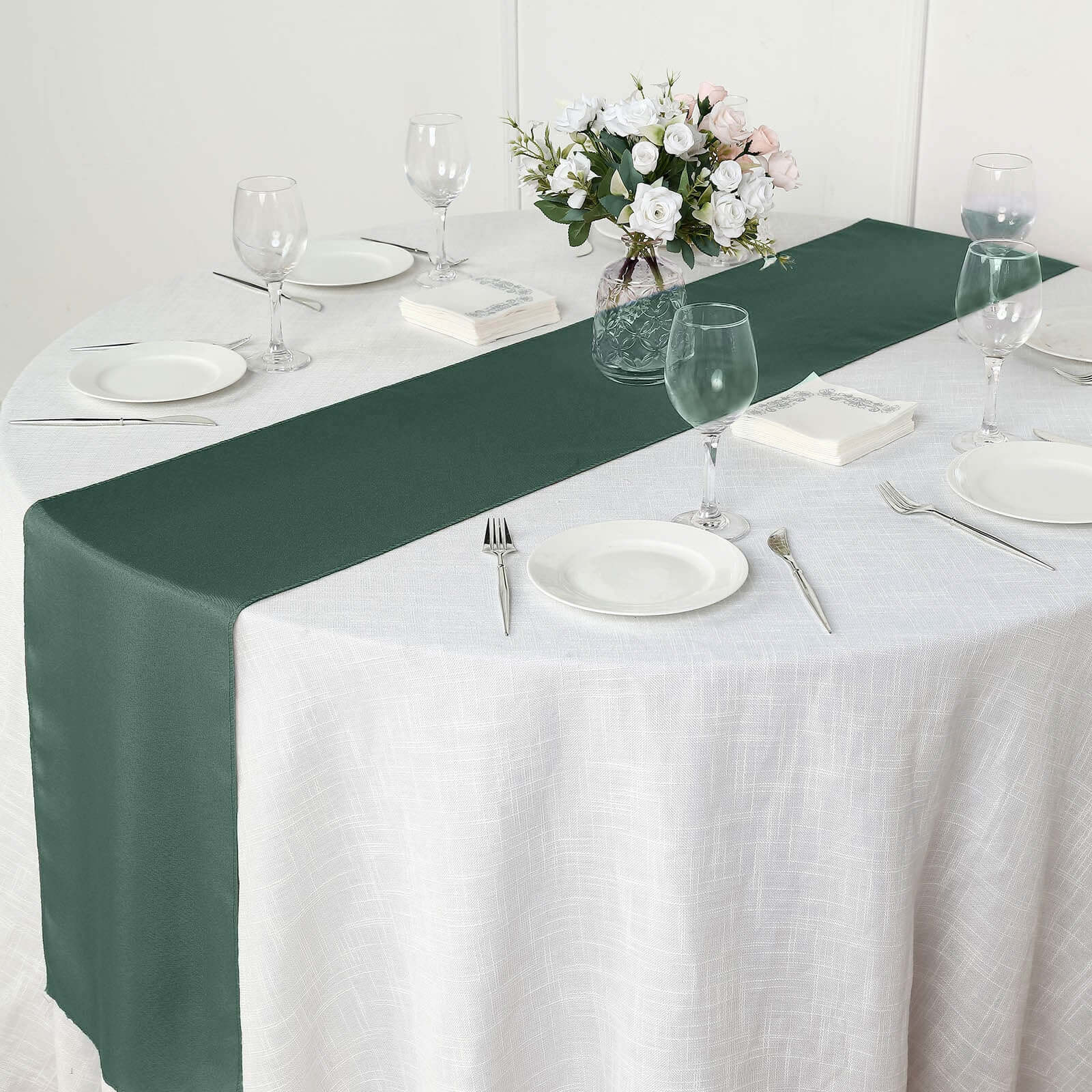 Polyester 12"x108" Table Runner Hunter Emerald Green - Durable & Wrinkle-Resistant Table Decor