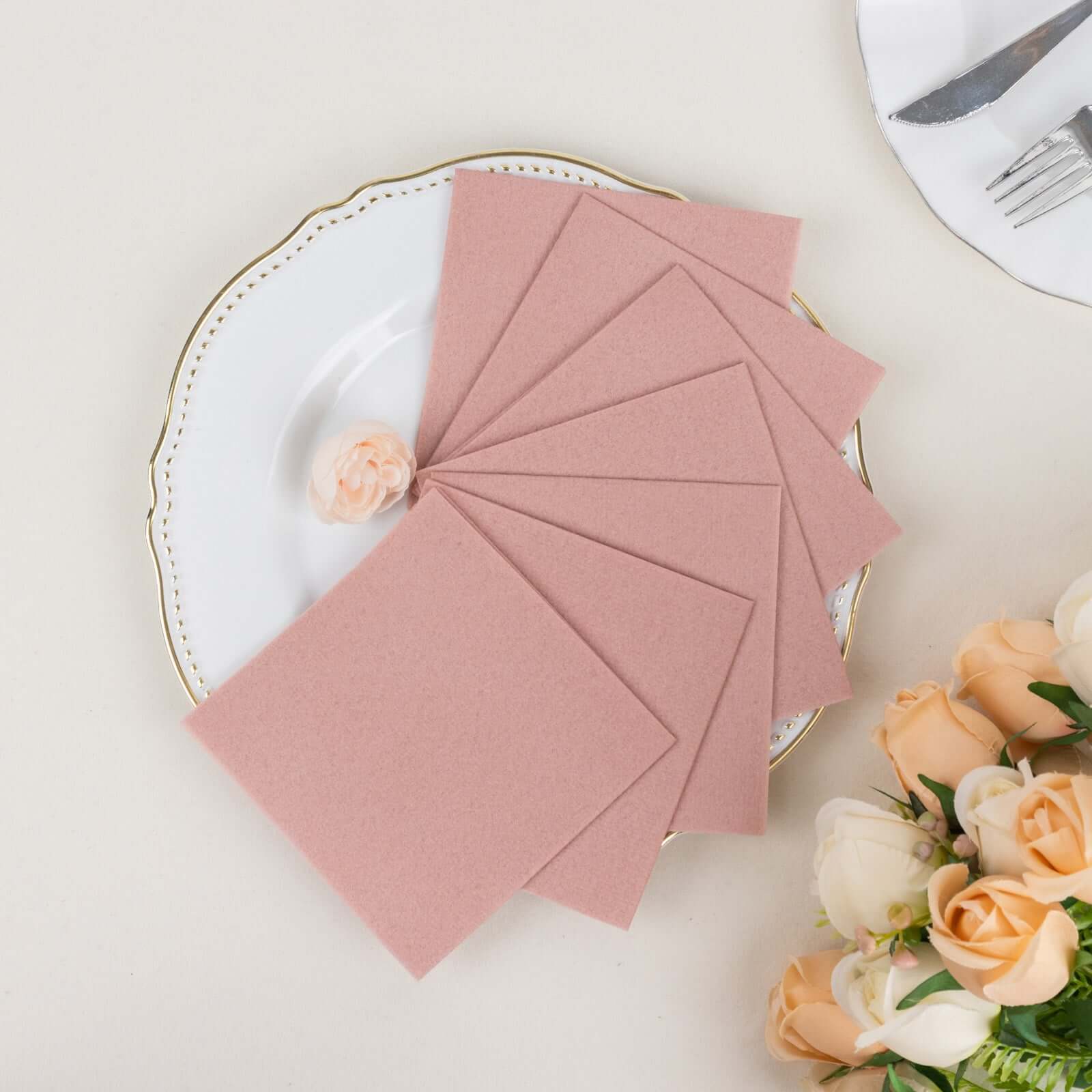 20-Pack Paper Linen-Like Cocktail Napkins Dusty Rose - Disposable 5"x5" Airlaid Soft Napkins