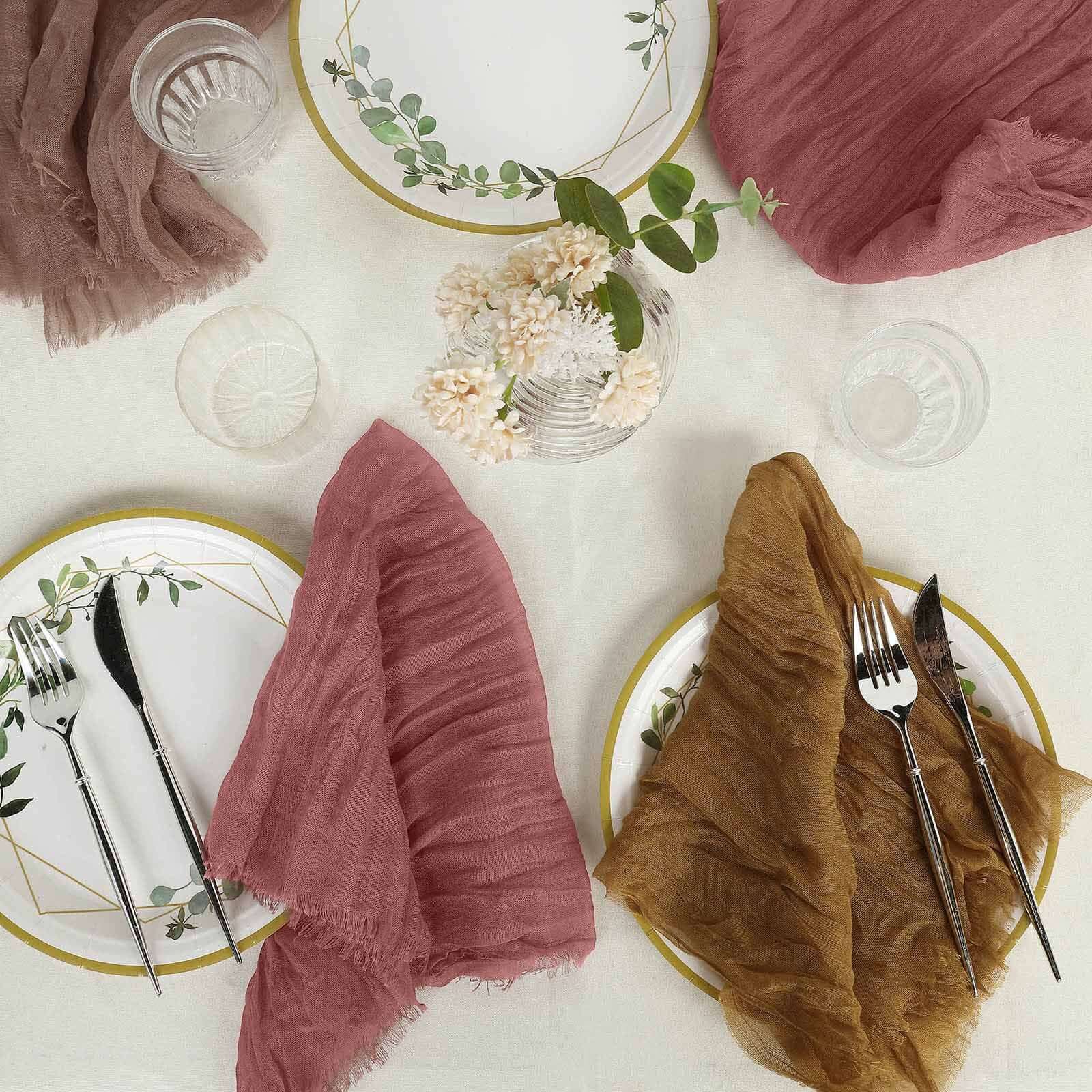 5 Pack Gauze Cheesecloth 24"x19" Napkins Mauve / Cinnamon Rose Reusable Dinner Napkins