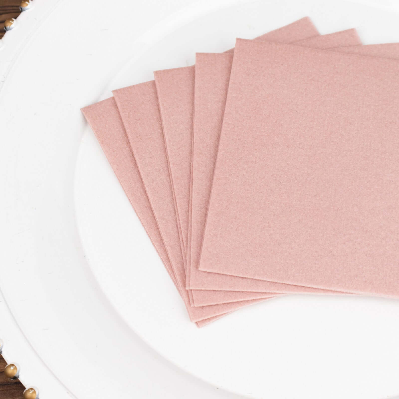 20-Pack Paper Linen-Like Cocktail Napkins Dusty Rose - Disposable 5"x5" Airlaid Soft Napkins