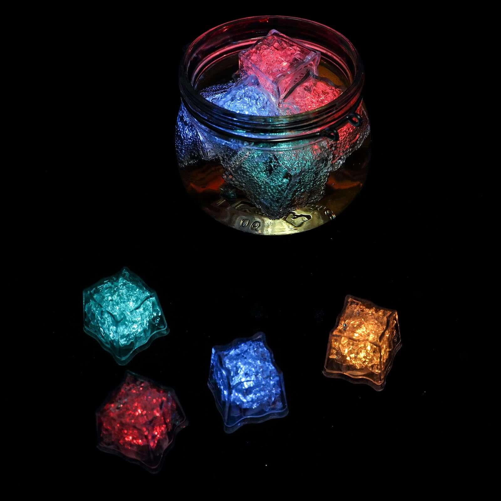 12-Pack LED Ice Cubes Submersible Multicolor Design - Adjustable Waterproof Party Lights