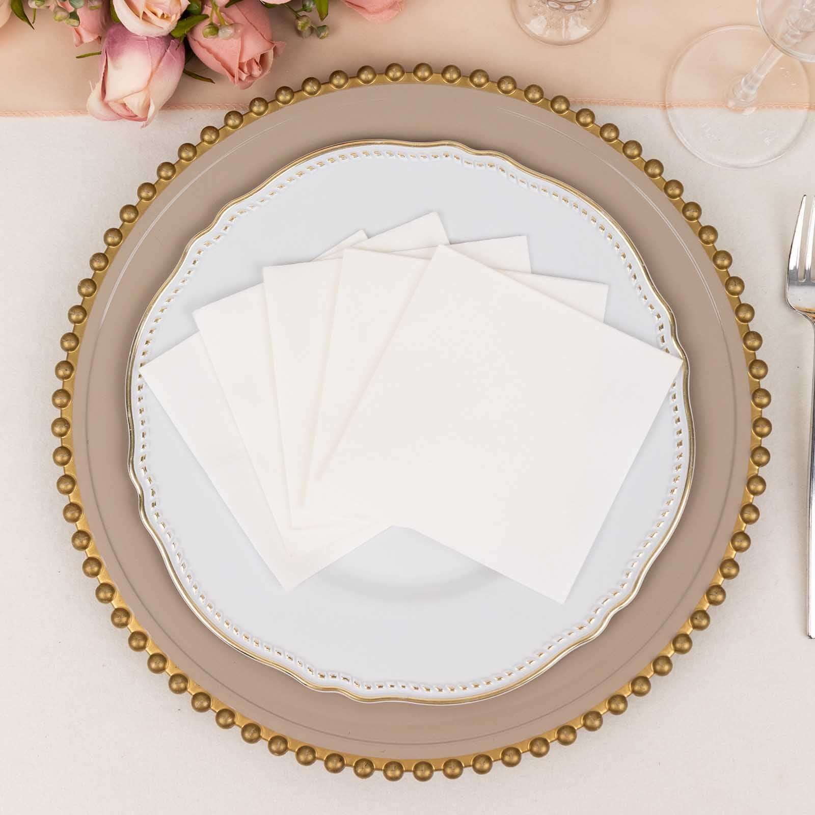 20-Pack Paper Linen-Like Cocktail Napkins White - Disposable 5"x5" Airlaid Soft Napkins for Events