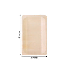 25-Pack Birchwood 5"x8" Rectangle Dessert Serving Plates - Natural Eco Friendly Wooden Disposable Plates for Farmhouse-Style Events, Parties & Gatherings