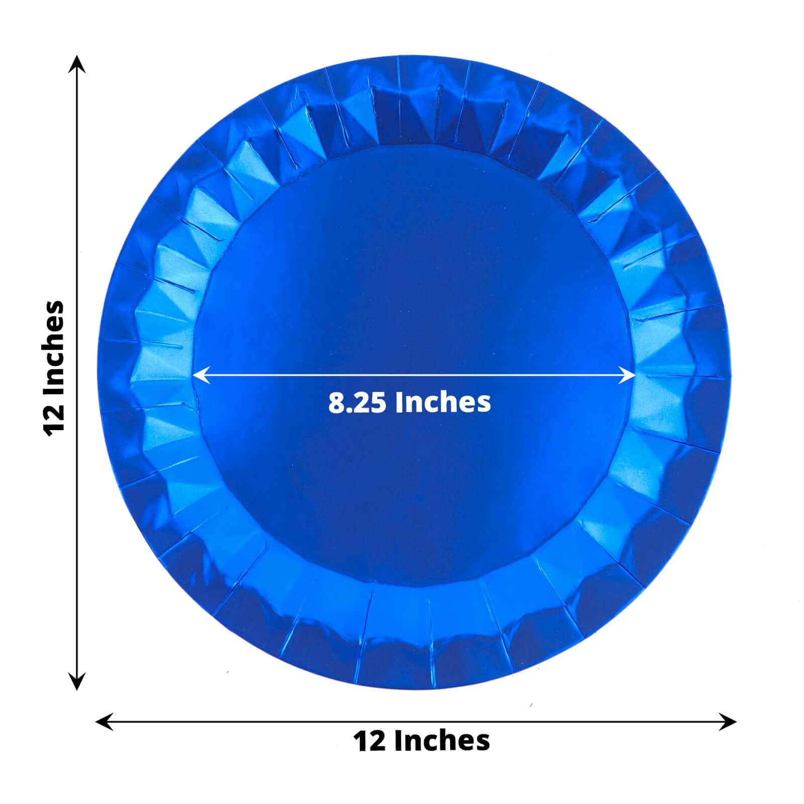 25-Pack Paper 12" Round Charger Plates in Royal Blue with Geometric Prism Design - Disposable 400GSM Serving Trays
