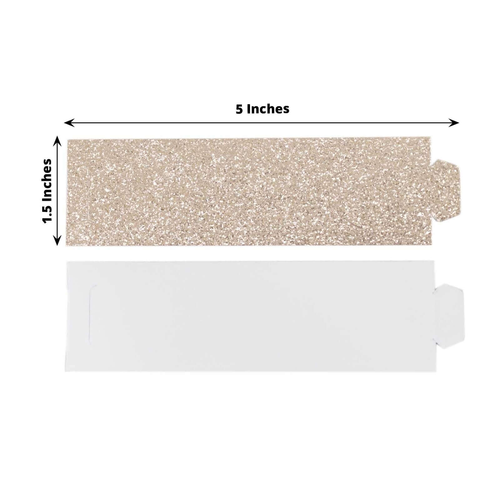 50-Pack Paper Napkin Rings Beige Glitter - Stylish Disposable Napkin Holders 1.5"
