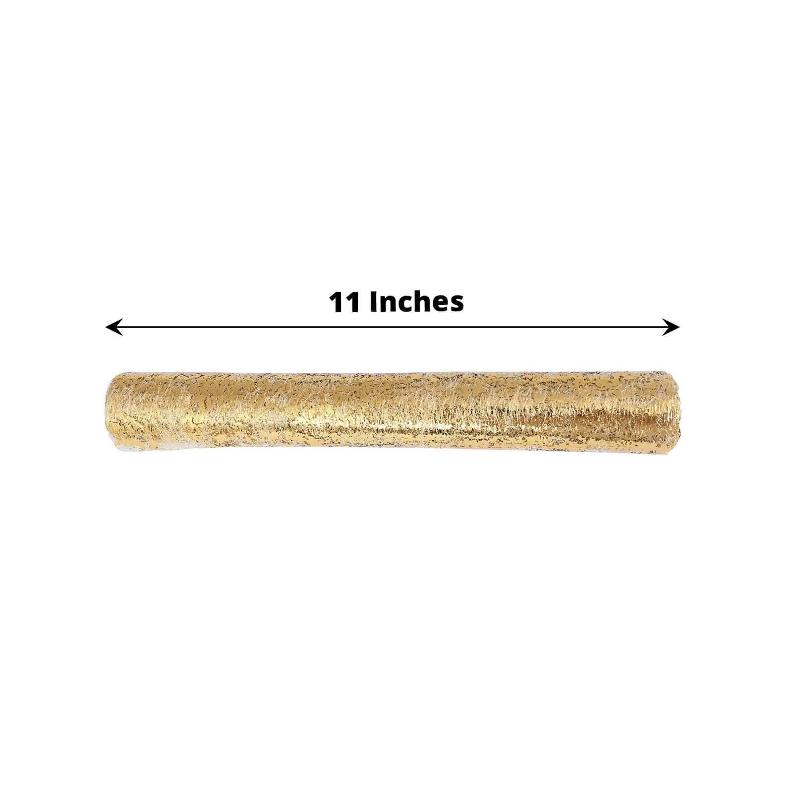 Mesh Polyester 108" Table Runner Roll Metallic Gold Distressed Foil Printing Design - Disposable Stylish Party Table Decor
