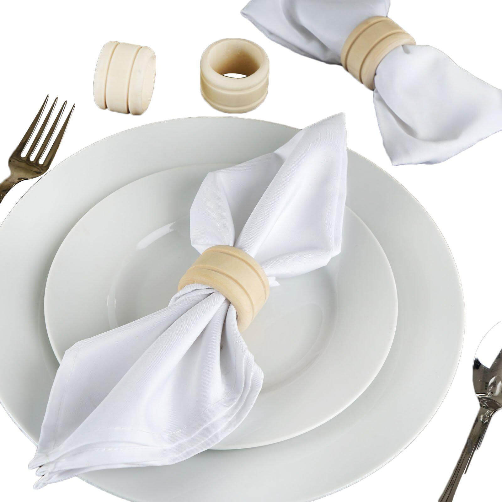 4 Pack Eco Friendly Natural Wooden Napkin Holder Rings, Disposable