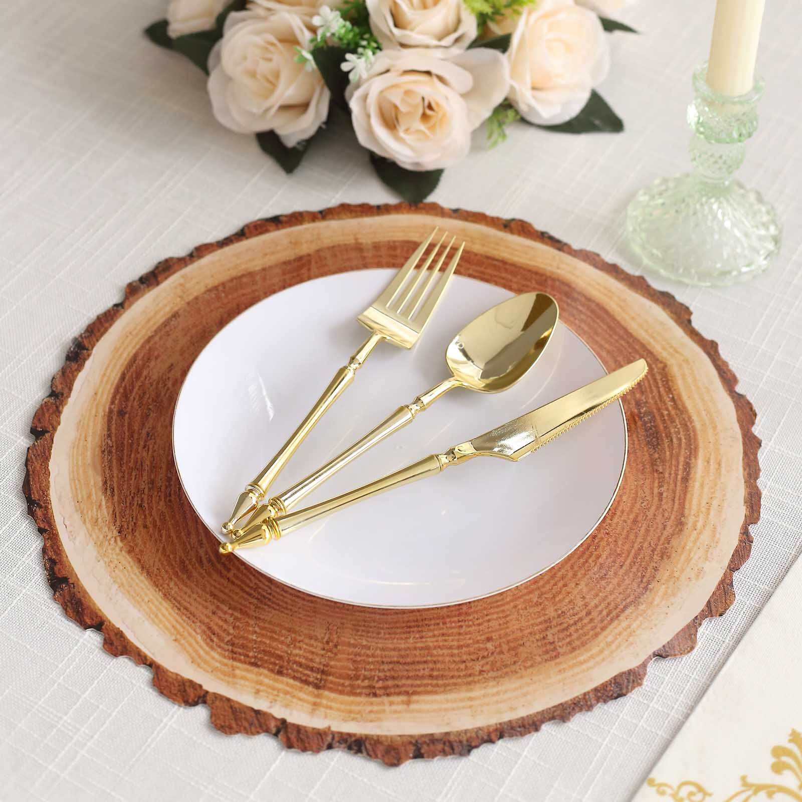 6-Pack Disposable Table Placemats in Natural Wood Slice Print - 700GSM Cardboard Placemats for Boho Farmhouse Decor 13"