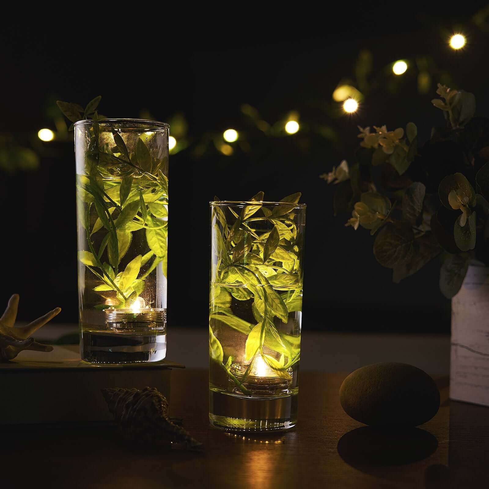 12-Pack LED Lights Flower Design - Submersible Waterproof Warm White Battery Operated