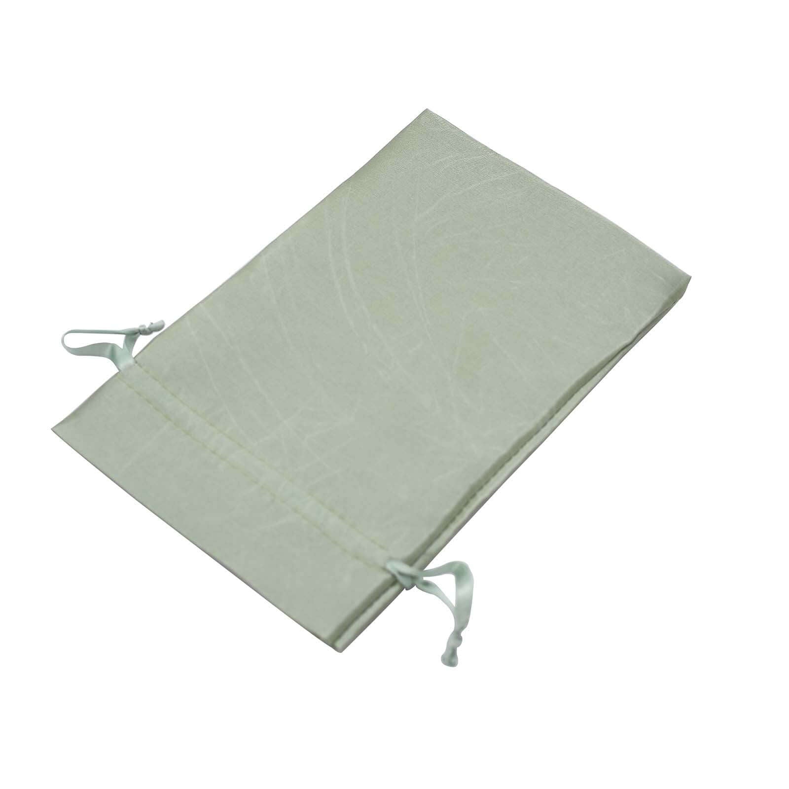 12 Pack 6"x9" Sage Green Satin Wedding Party Favor Bags, Drawstring Pouch Gift Bags
