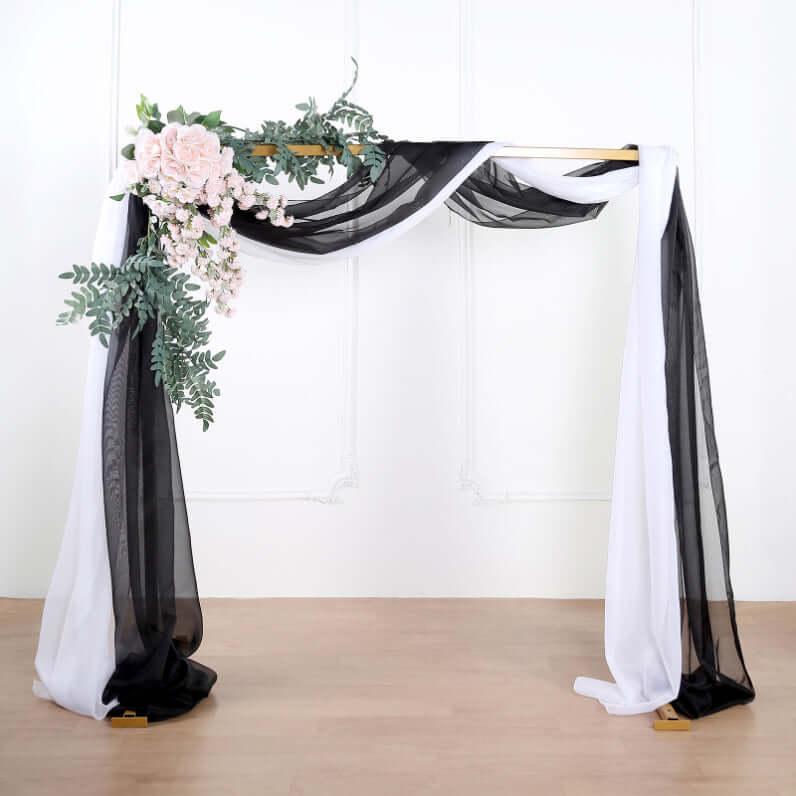 18ft Black Sheer Organza Wedding Arch Drapery Fabric, Window Scarf Valance