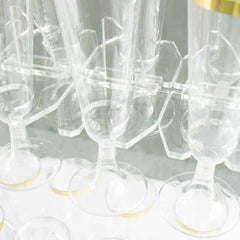 20-Pack Glass Holder Hooks Clear Acrylic for Double Sided Champagne Walls - Sturdy Stemware Rack Flute Display Holders for Stylish Drink Presentation