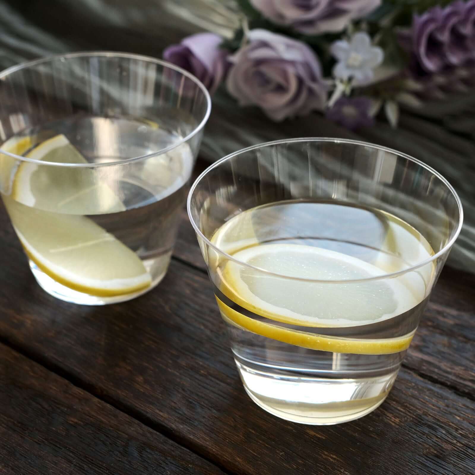25-Pack Plastic Party Cups Clear Crystal - Stylish Short Disposable Glasses 9oz