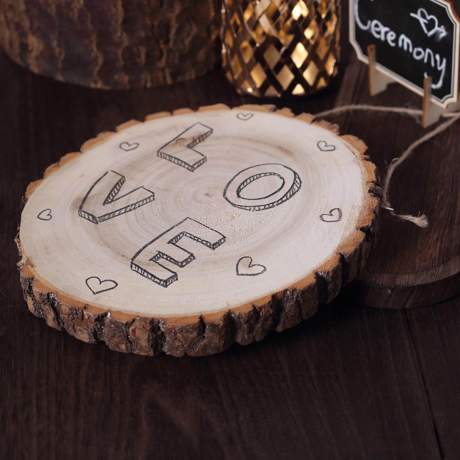 2 Pack 8" Dia Natural Blank Hanging DIY Wood Sign, Round Wood Plaques