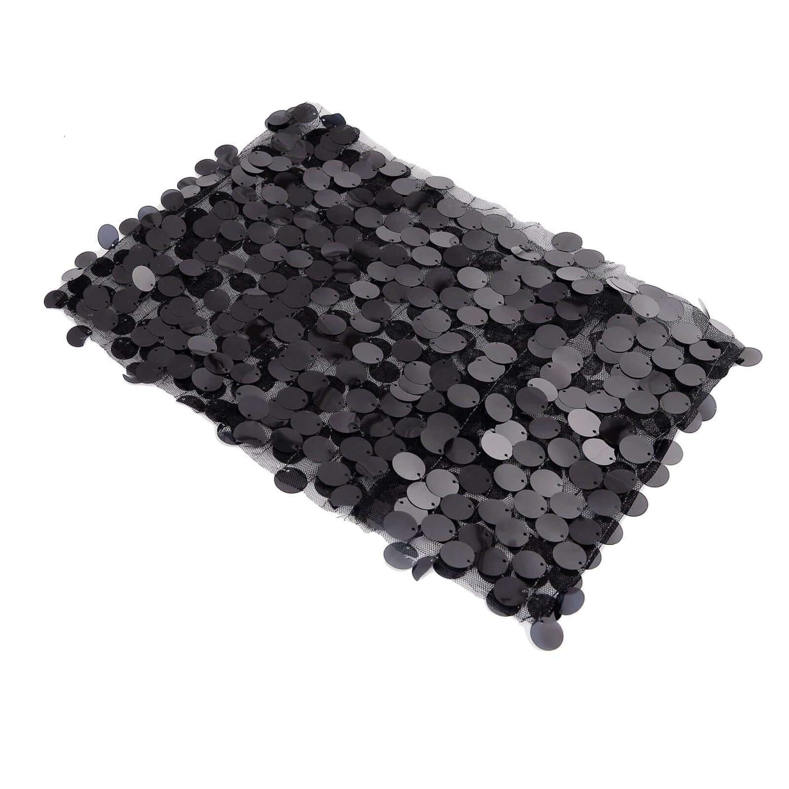 5 Pack Big Payette Sequin 13"x10" Chair Sash Bands Black - Stylish Glittering Decor for Weddings & Gatherings