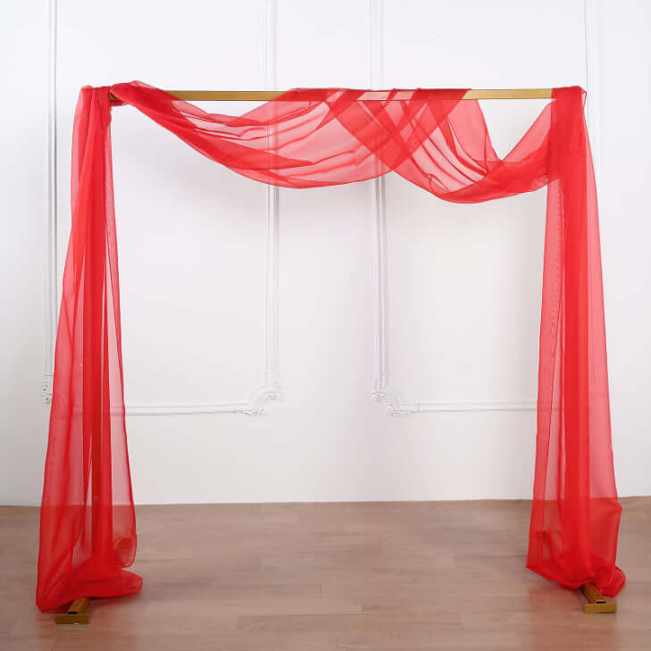 18ft Red Sheer Organza Wedding Arch Drapery Fabric, Window Scarf Valance
