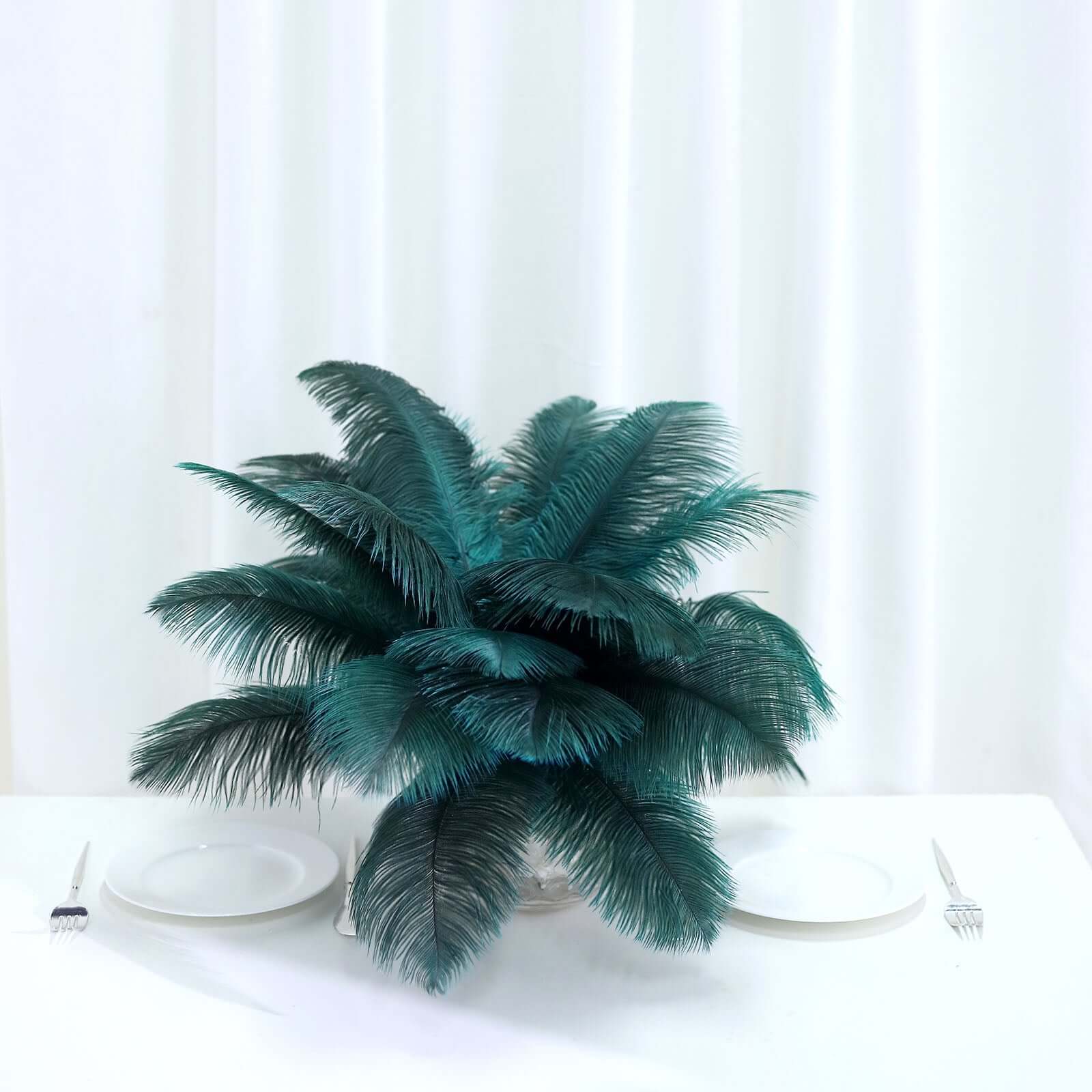 12 Pack 13"-15" Peacock Teal Natural Plume Real Ostrich Feathers, DIY Centerpiece Fillers