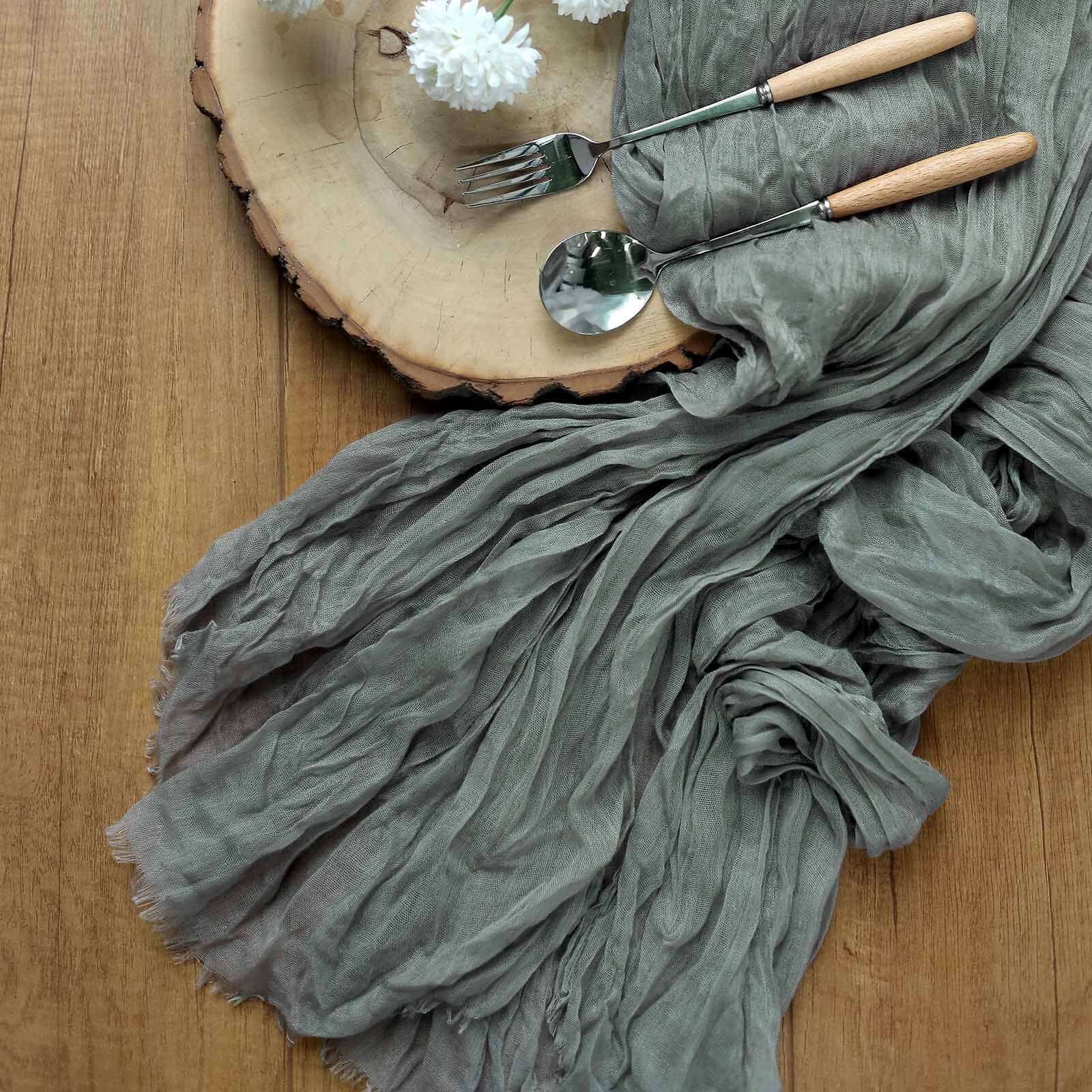 Gauze Cheesecloth 10ft Table Runner Gray - Rustic Boho Style