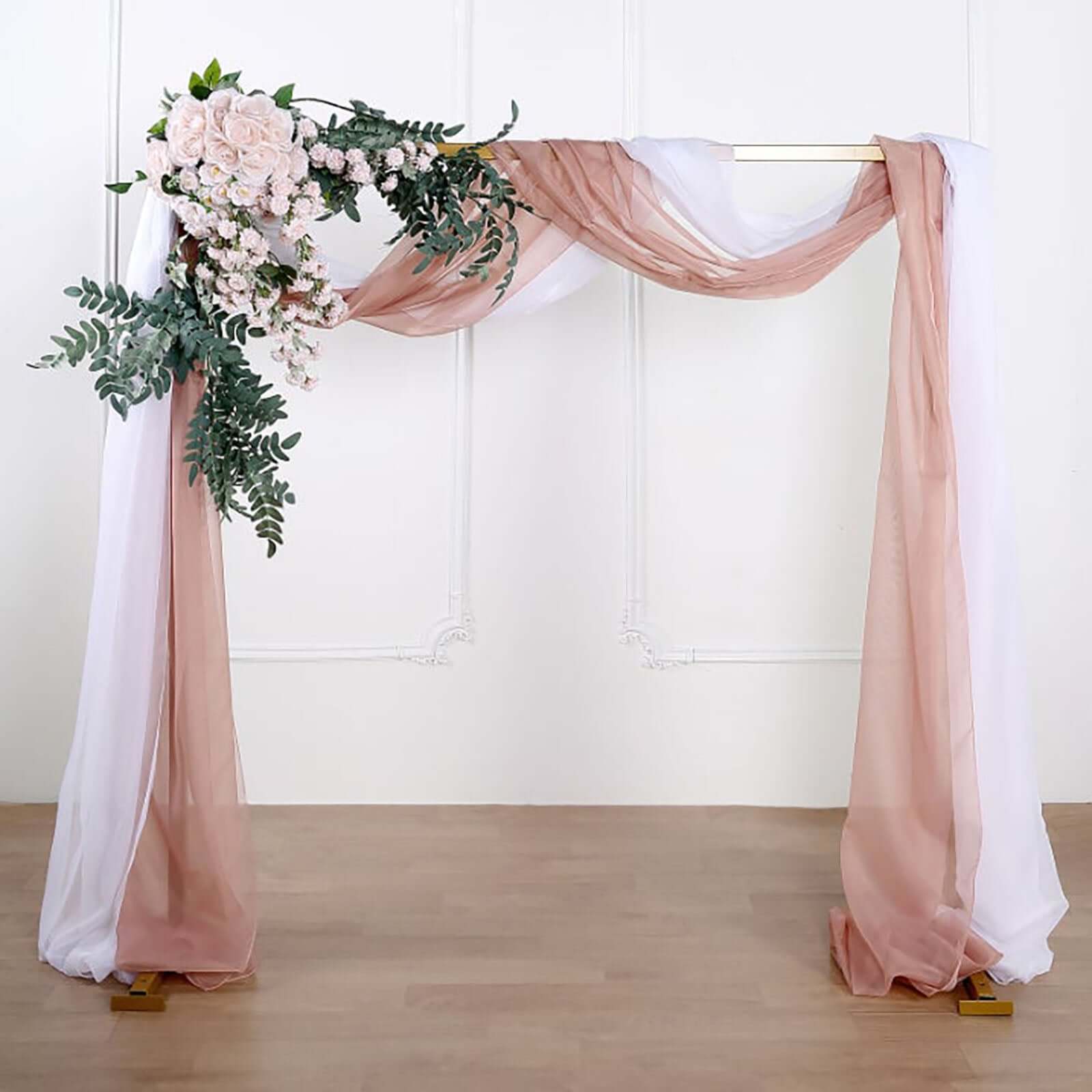 18ft Dusty Rose Sheer Organza Wedding Arch Drapery Fabric, Window Scarf Valance