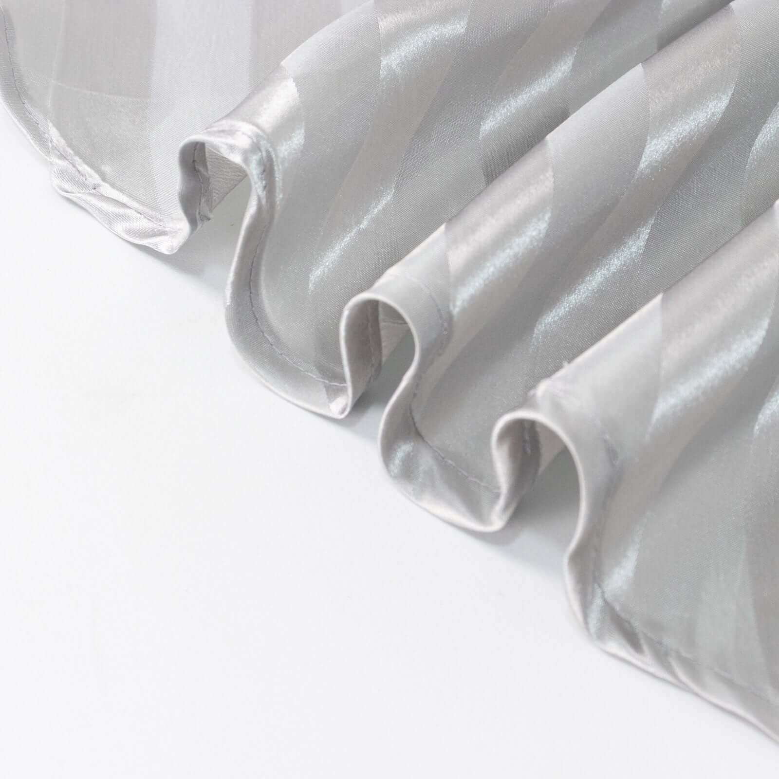 Satin 12"x108" Table Runner Silver Stripe - Stripe Table Decor
