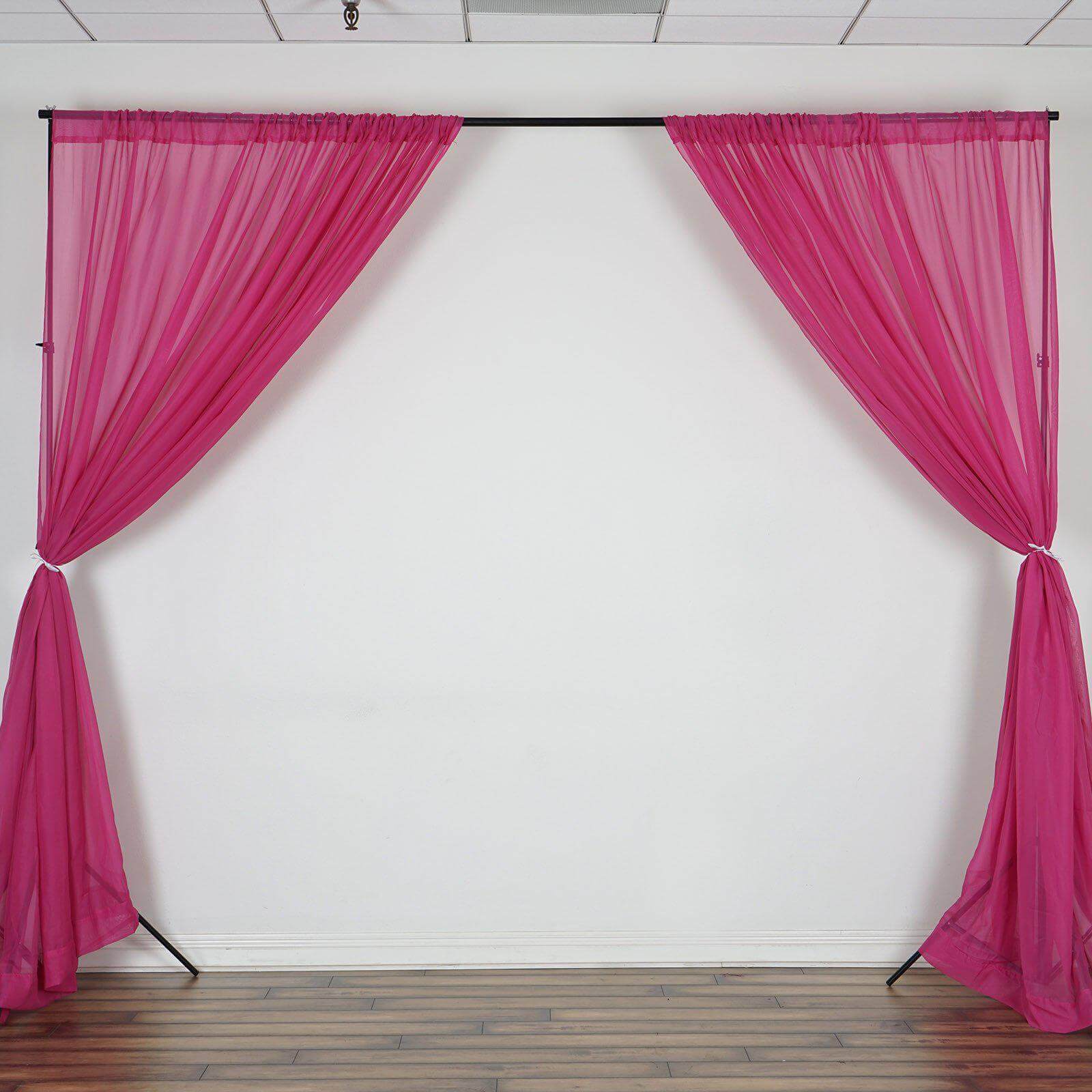 2 Pack Fuchsia Sheer Chiffon Event Curtain Drapes, Durable Flame Resistant Premium Organza Backdrop Event Panels With Rod Pockets - 10ftx10ft