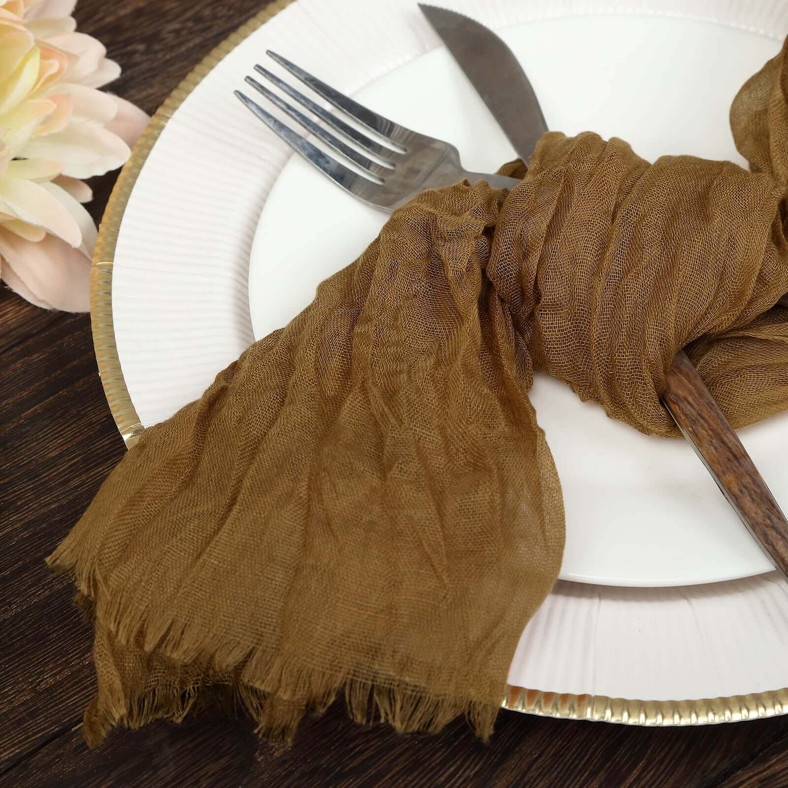5 Pack Gauze Cheesecloth 24"x19" Napkins Taupe Reusable Dinner Napkins