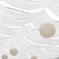 White Scuba Polyester Ceiling Drape Backdrop Curtain Panel, Commercial Grade Fire Retardant Wrinkle Free Draping Fabric With Rod Pockets - 5ftx20ft