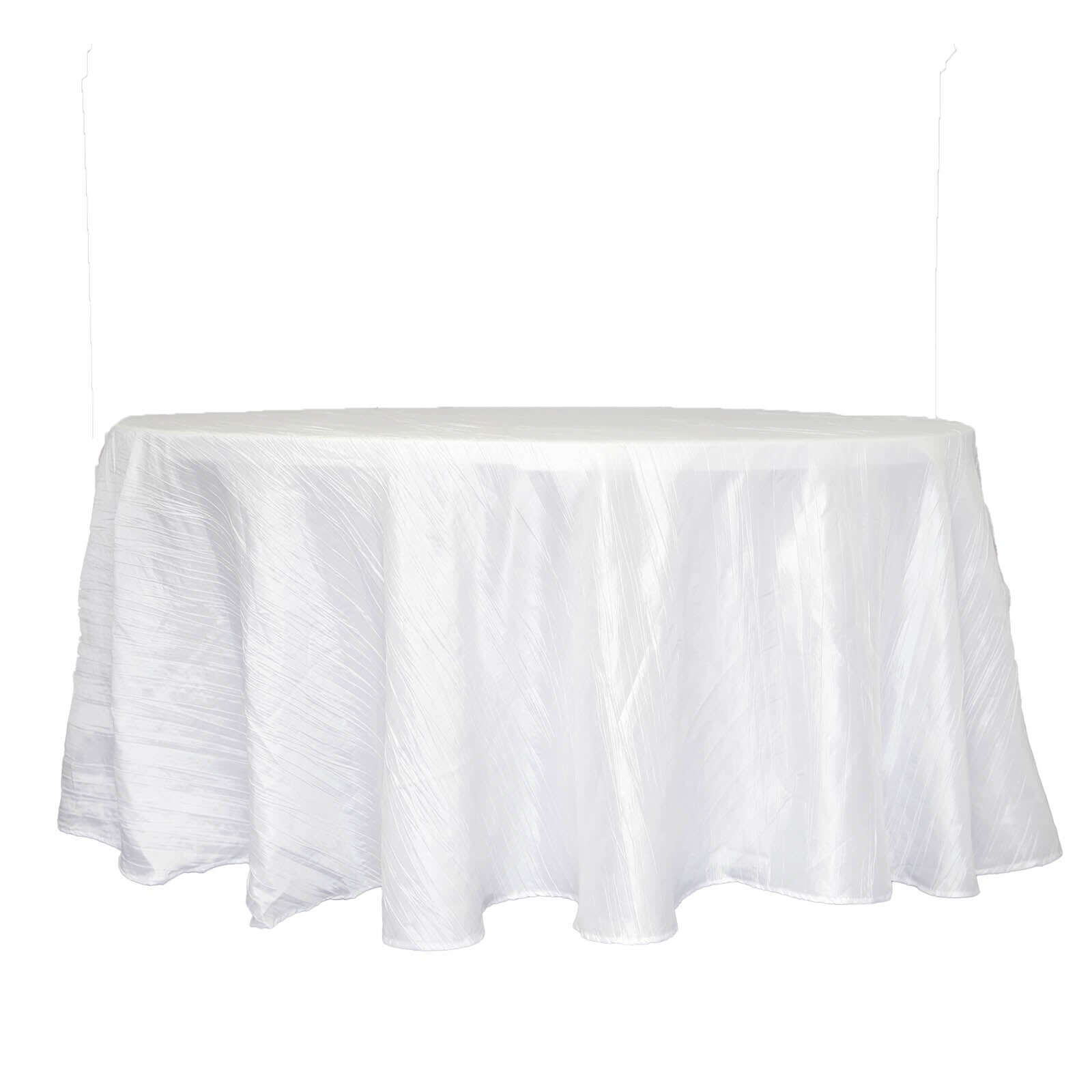 Taffeta 120" Round Tablecloth White - Seamless Accordion Crinkle Design for Stylish Occasions