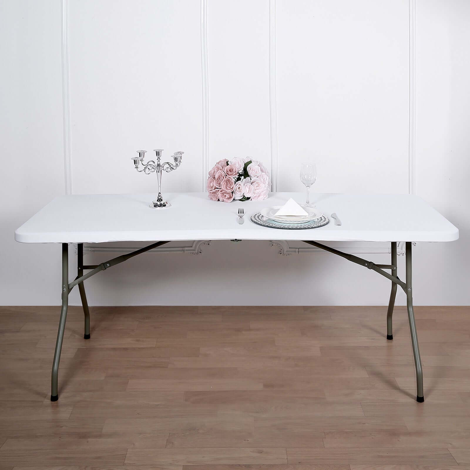 Stretch Spandex 72"x30" Rectangle Tablecloth Top Cover White - Sleek & Durable Fitted Table Topper Cap
