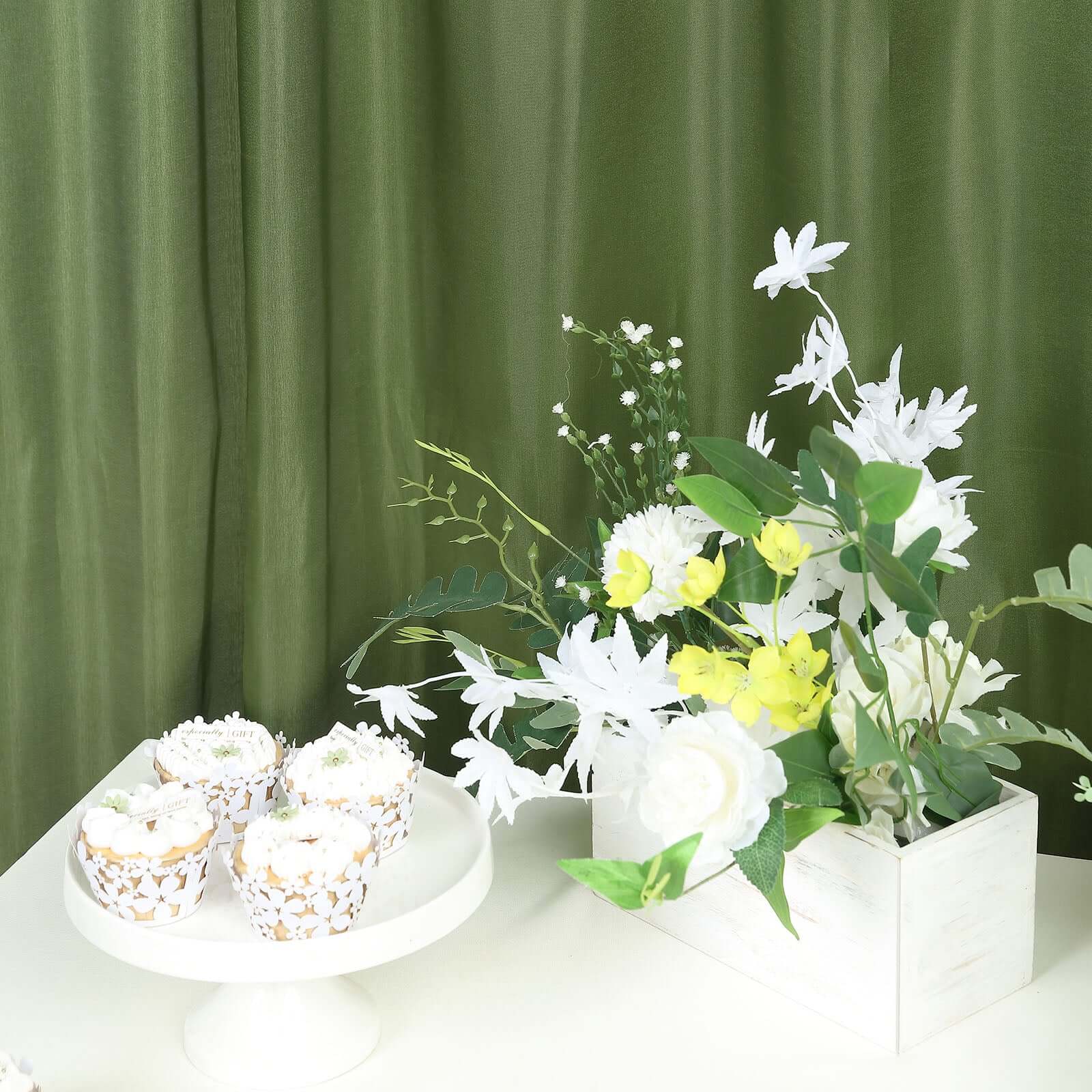 8ftx10ft Olive Green Satin Event Curtain Drapes, Backdrop Event Panel