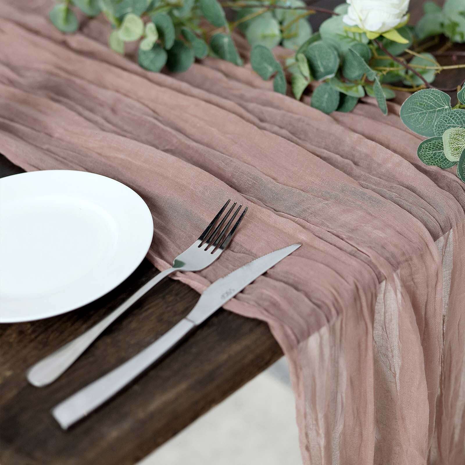 Gauze Cheesecloth 10ft Table Runner Dusty Rose - Rustic Boho Style