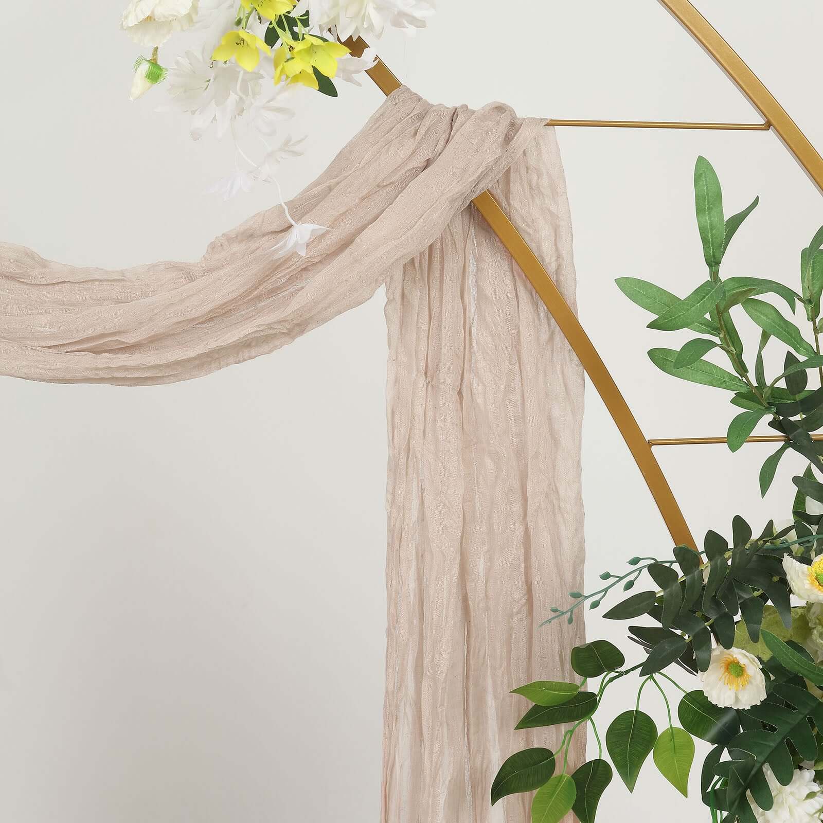 20ft Nude Beige Gauze Cheesecloth Fabric Wedding Arch Drapery, Window Scarf Valance, Boho Decor Arbor Curtain Panel