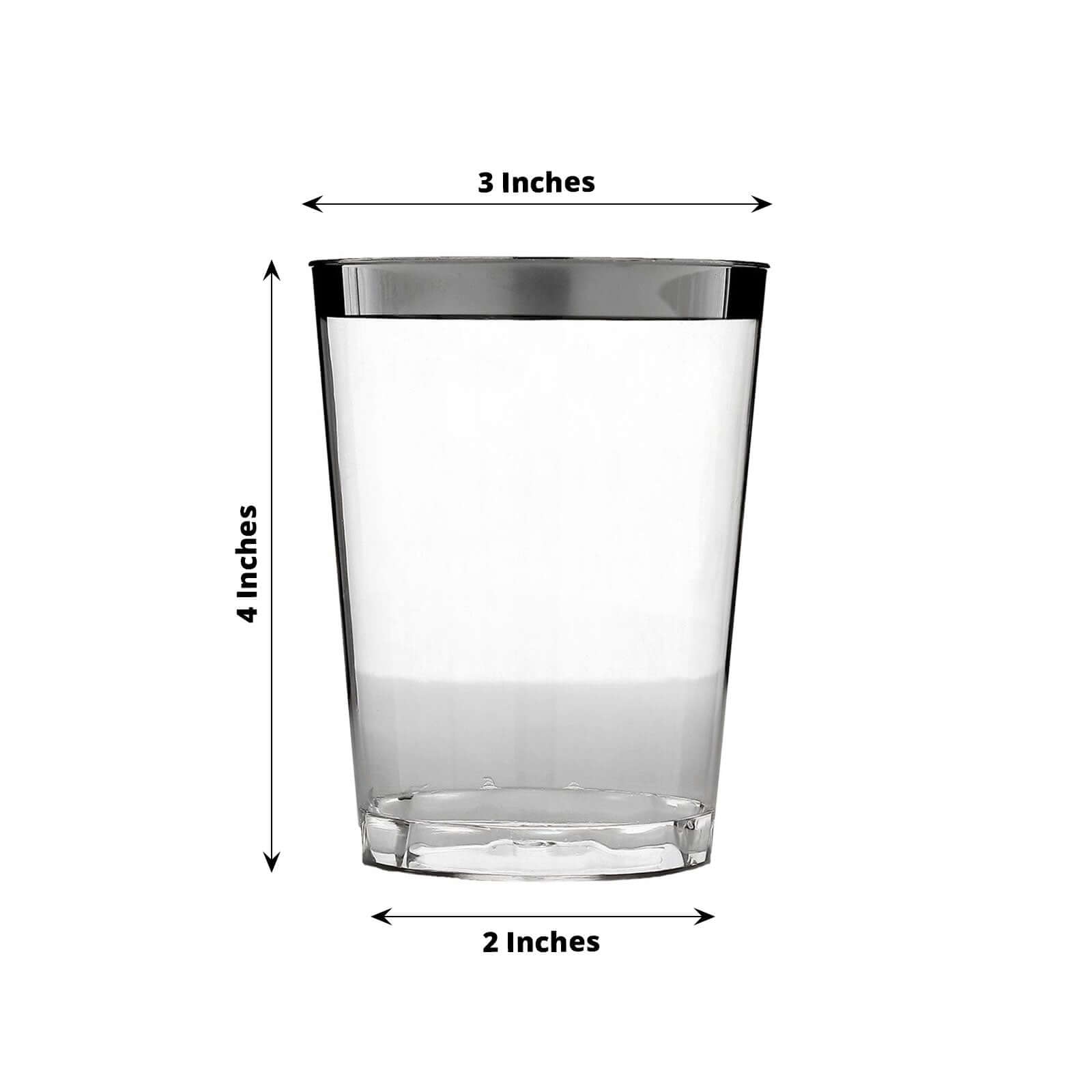 25-Pack Plastic Tumbler Cups Clear with Silver Rim - Stylish Disposable Party Glasses 10oz