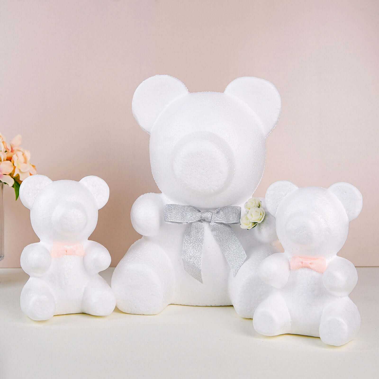 12" DIY White 3D Modeling StyroFoam Bear, Polystyrene Craft Foam Animal