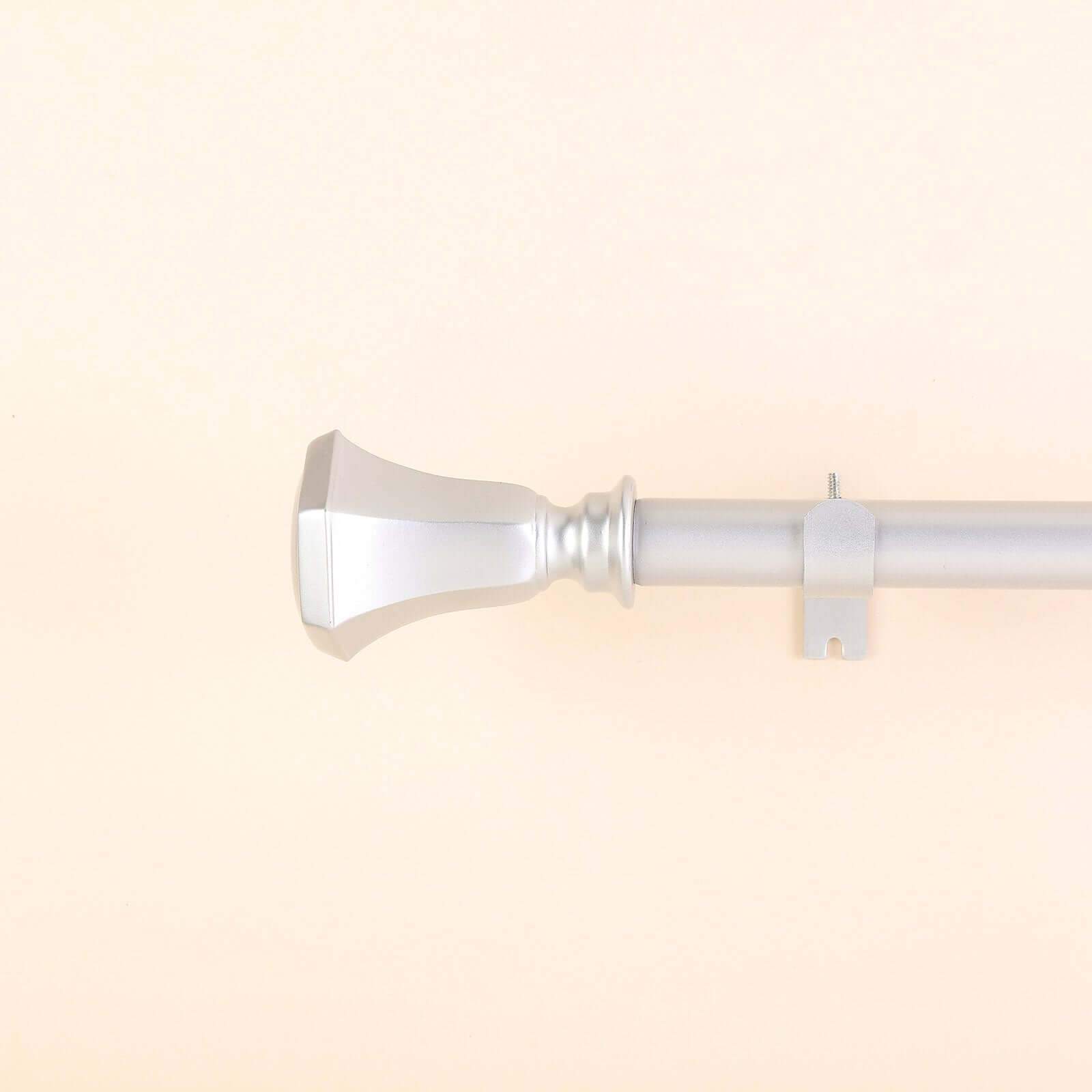 42"-126" Adjustable Curtain Rod Set, Silver, Teardrop Finials