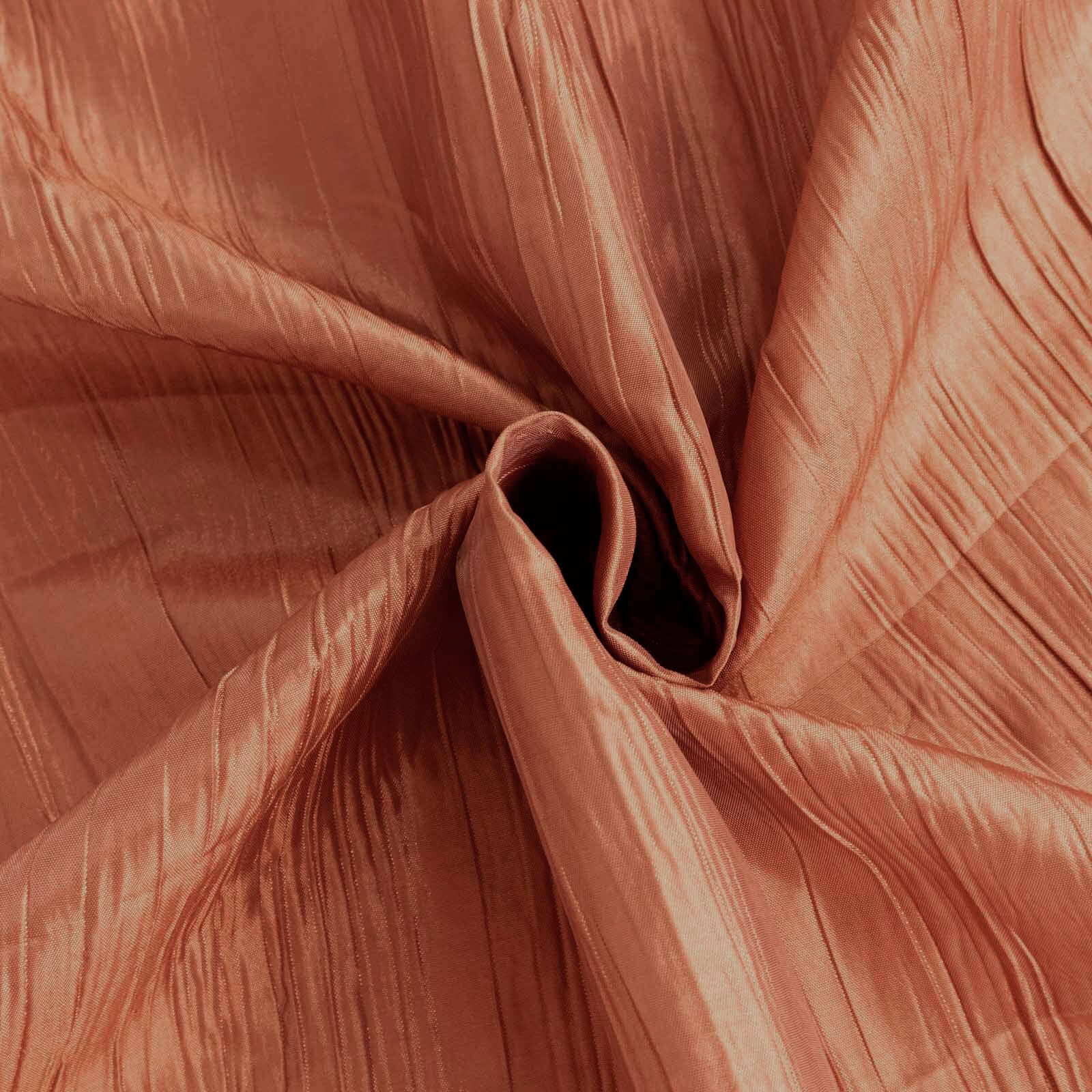 Taffeta 132" Round Tablecloth Terracotta (Rust) - Seamless Accordion Crinkle Table Cover