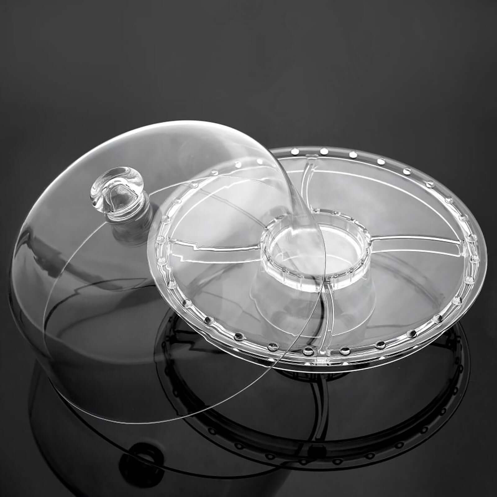 Acrylic Cake Stand with Dome Lid Clear - Multipurpose Reusable Serving Dish Platter Punch Bowl for Weddings Parties & Dessert Buffets 12"