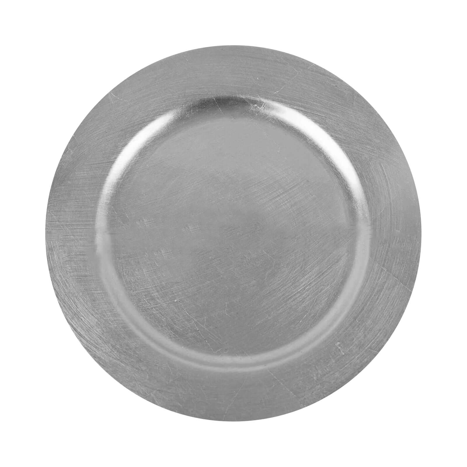 6-Pack Acrylic Round Charger Plates 13" in Metallic Silver, Dinner Party Decor Charger Tableware