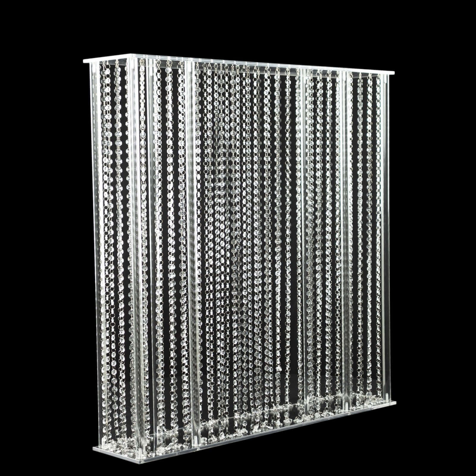 Acrylic Centerpiece Stand Rectangular Design with Pre-chained Crystal Beads Clear - Durable Flower Pedestal for Table or Floor 40"x40"
